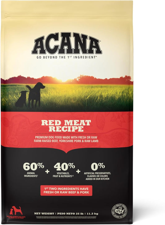 ACANA Grain Free Dry Dog Food, Red Meat Recipe, 25lb