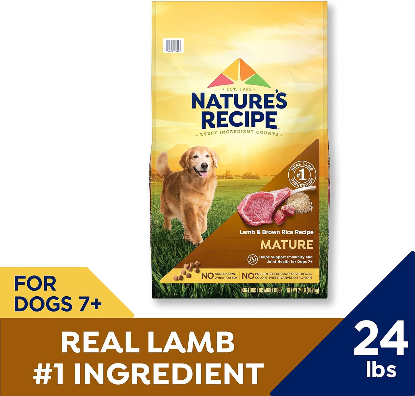 Nature’s Recipe Mature Lamb & Brown Rice Recipe Dry Dog Food, 24 lb. Bag