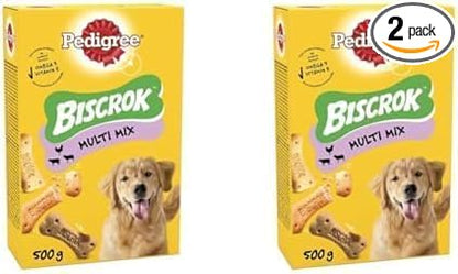 Pedigree Biscrok Multi Mix - Dog Treats - Bone-Shaped Biscuits - 500 g (Pack of 2)