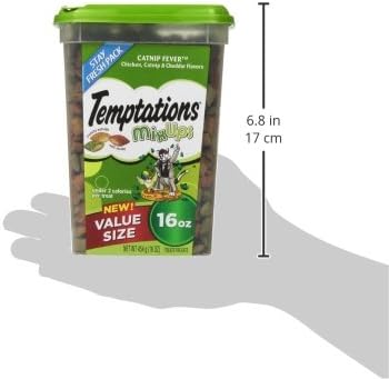 Temptations MixUps Catnip Fever Flavor Crunchy and Soft Cat Treats, 16 oz. Tub