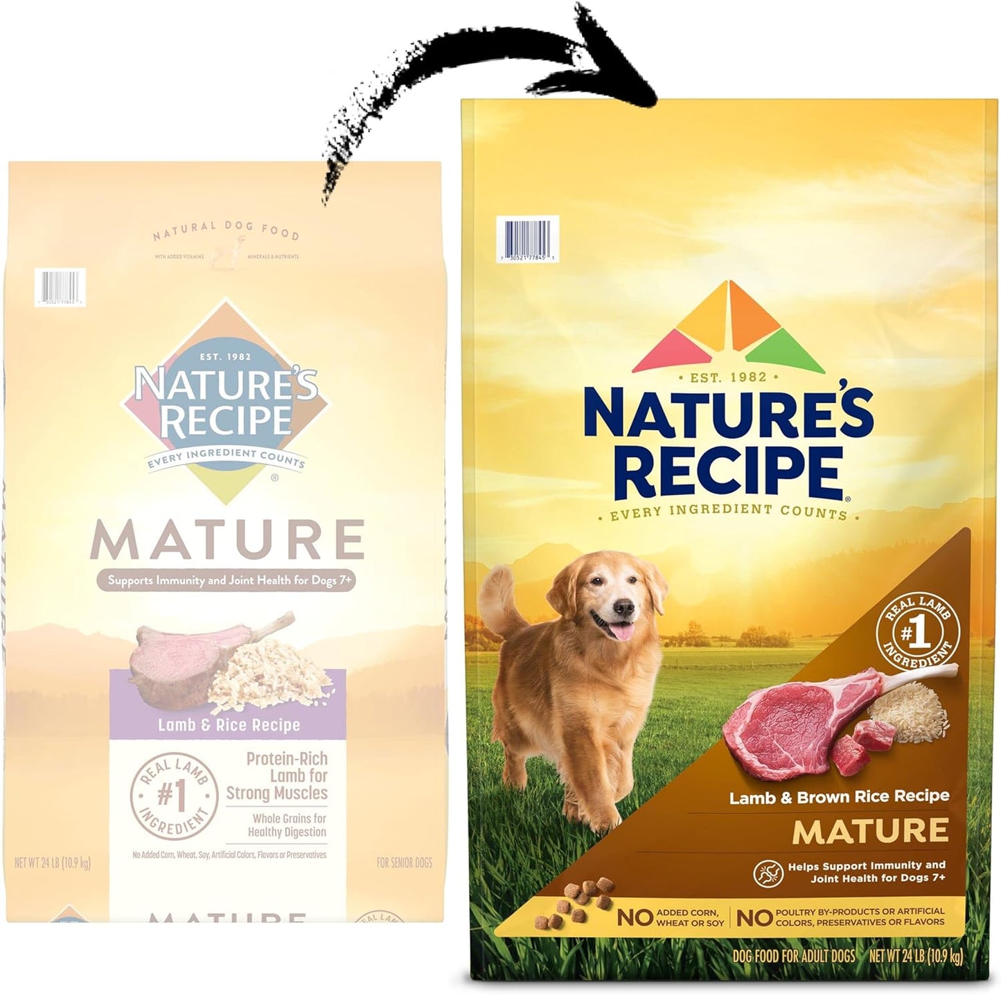 Nature’s Recipe Mature Lamb & Brown Rice Recipe Dry Dog Food, 24 lb. Bag