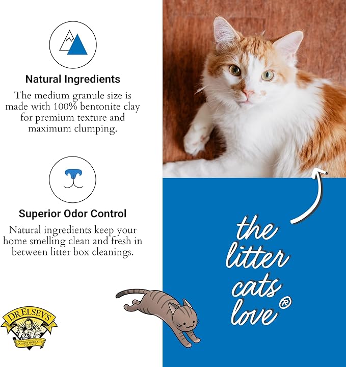 Dr. Elsey's Cat Litter - Premium Unscented Cat Litter w/ Natural Ingredients - Low Dust Superior Odor Control Cat Litter - Hard Clumping Moisture Absorbing Clay Multi Cat Litter (For All Cats - 40lbs)