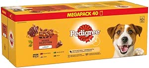 Pedigree Mixed Selection in Jelly 40 Pouches, Adult Wet Dog Food, Megapack (40 x 100 g)