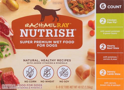 Nutrish Rachael Ray Premium Natural Wet Dog Food with Added Vitamins & Minerals, Savory Favorites Variety Pack, 8 Ounce Tub (Pack of 6)