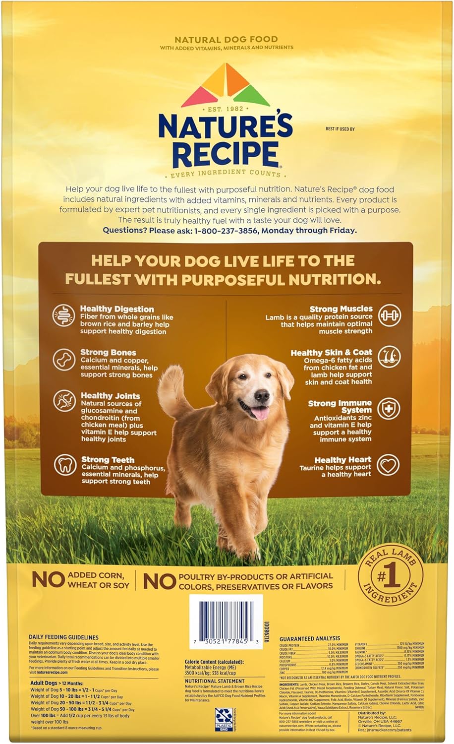 Nature’s Recipe Mature Lamb & Brown Rice Recipe Dry Dog Food, 24 lb. Bag