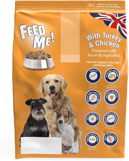 HiLife FEED ME! - Complete Dry Dog Food - Turkey Chicken Bacon Vegetables - Soft Moist & Meaty, Pack of 4 x 2kg