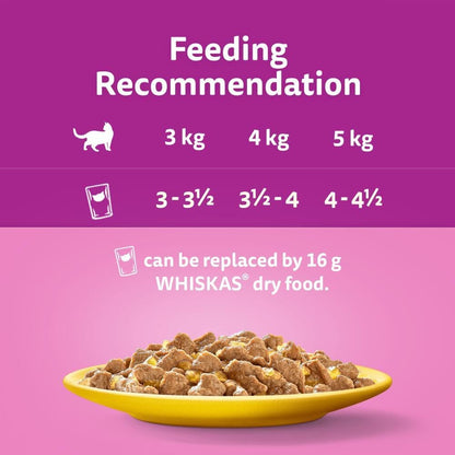 Whiskas 1+ Adult Poultry Selection in Jelly 40 Pouches, Adult Wet Cat Food, Megapack (40 x 85 g)