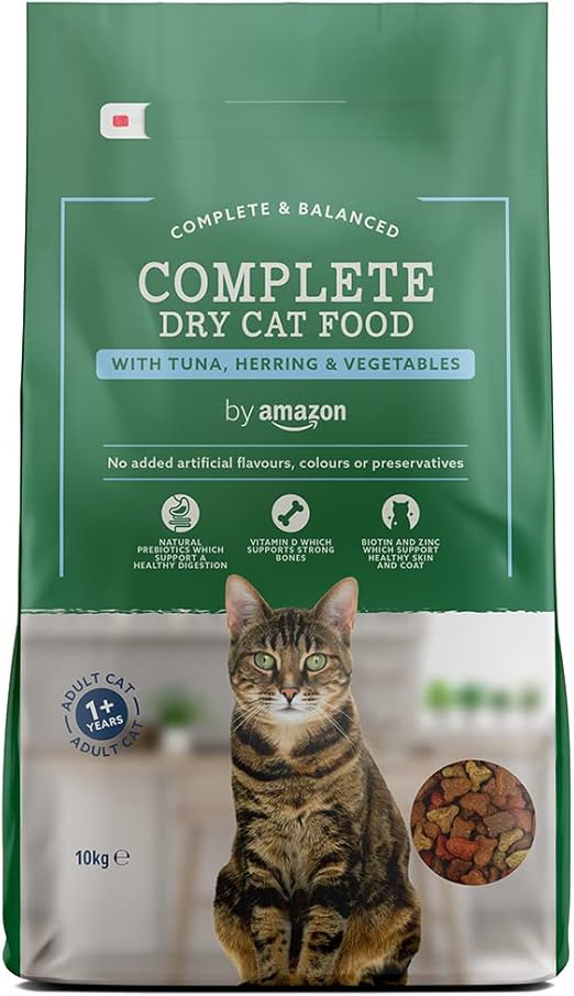 by Amazon Complete Dry Cat Food for Adult Cats with Tuna & Herring, 1 pack of 10kg