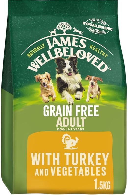 James Wellbeloved Adult Grain-Free Turkey & Vegetables 1.5 kg Bag, Hypoallergenic Dry Dog Food