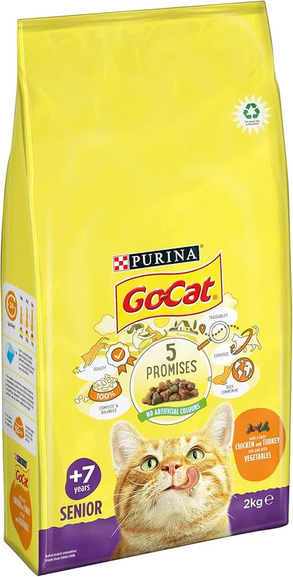 Go-Cat Senior Chicken & Veg Dry Cat Food 2kg, Pack of 4