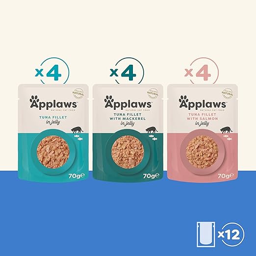 Applaws Natural Wet Cat Food Pouch, Fish Selection in Jelly 70 g (12 x 70 g Pouches)