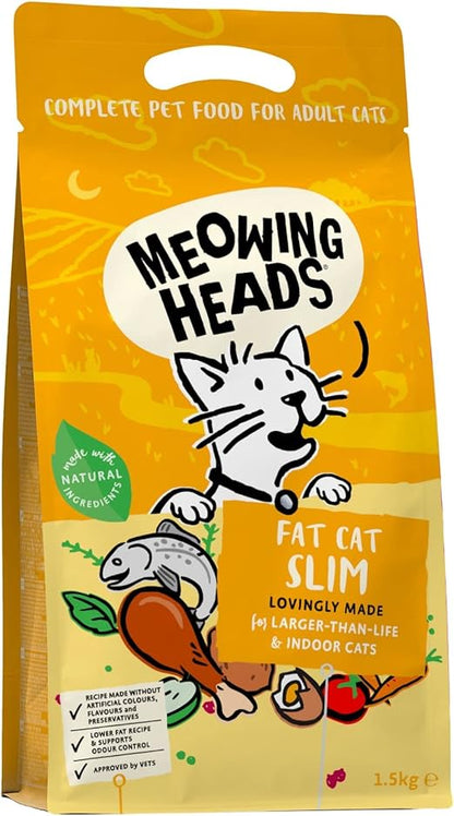 Meowing Heads Complete Dry Cat Food 1.5kg - Fat Cat Slim - Vet Approved