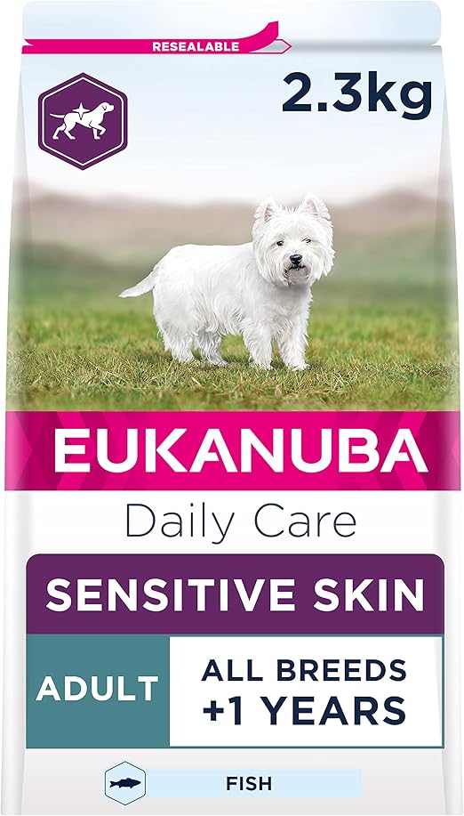 Eukanuba Sensitive Skin Hypoallergenic Complete Dry Dog Food for Adult Dogs with Fish 2.3 kg