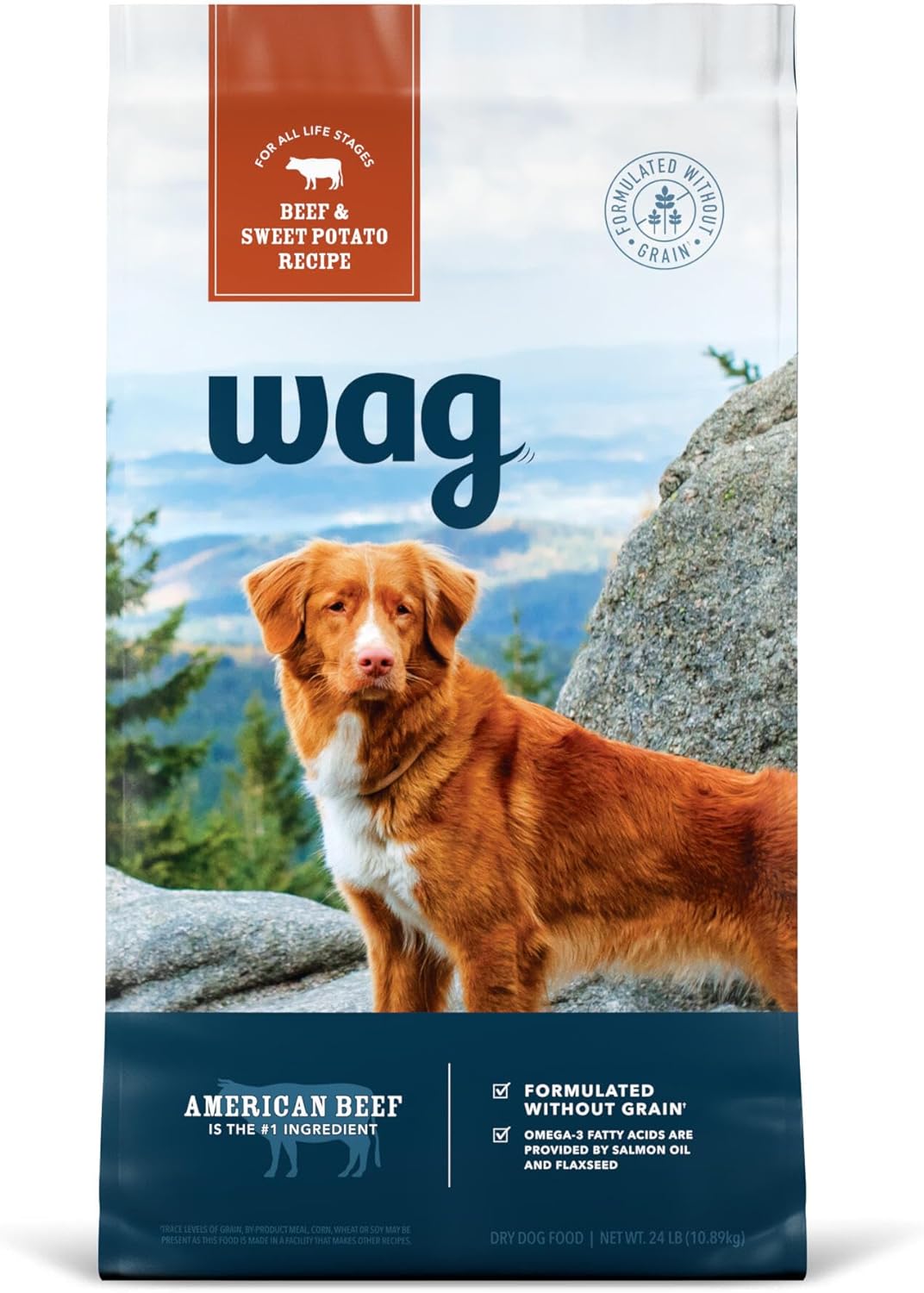 Amazon Brand - Wag Dry Dog Food Beef & Sweet Potato, Grain Free 24 lb Bag