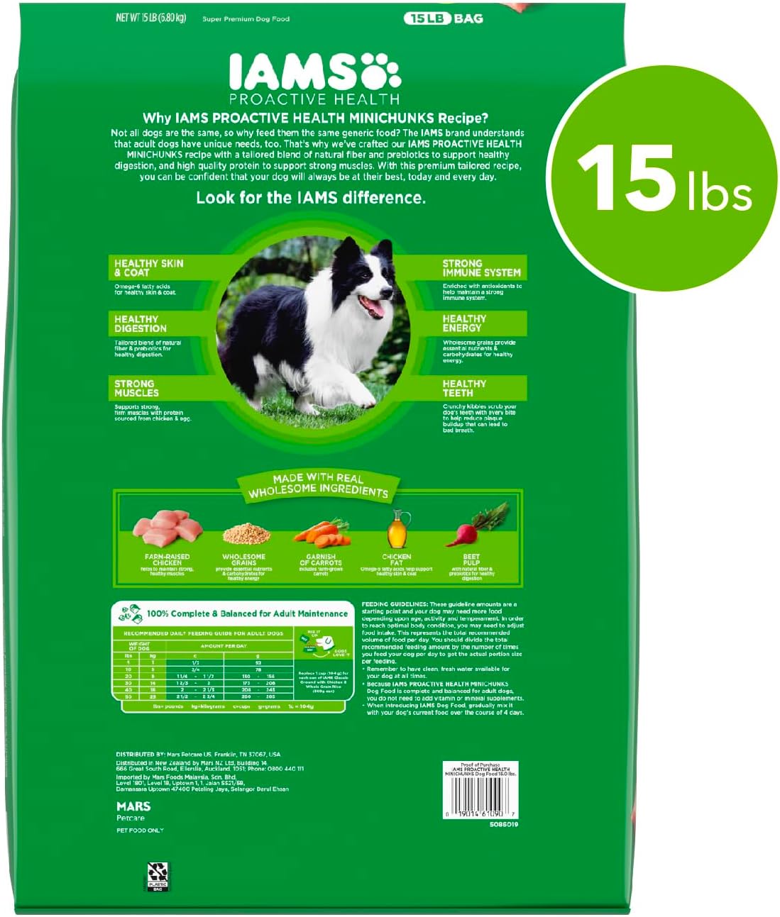 IAMS Proactive Health Minichunks Adult Dry Dog Food with Real Chicken and Whole Grains, 15 lb. Bag