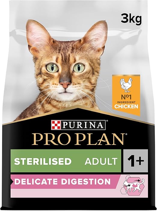 PRO PLAN Sensitive Digestion Sterilised Adult Dry Cat Food Chicken 3kg, For Neutered Cats