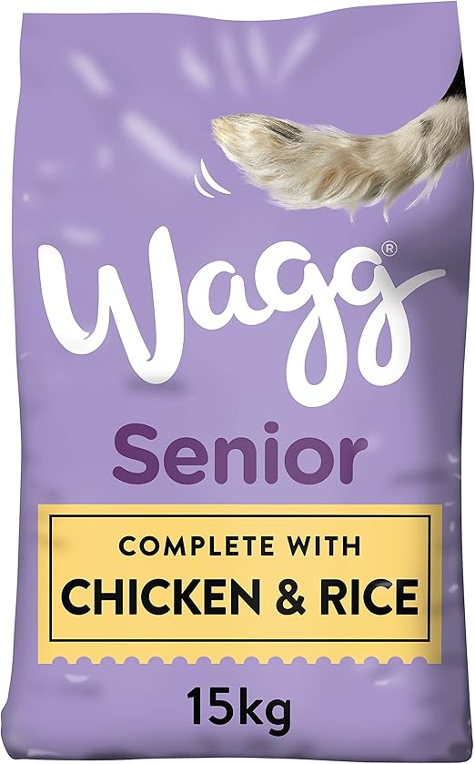 Wagg Senior Complete Dry Dog Food Chicken & Rice 15kg - 28% Meaty Ingredients