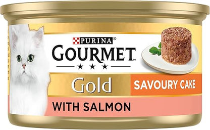 Gourmet Gold Tinned Cat Food Savoury Cake Salmon 85g, Pack of 12