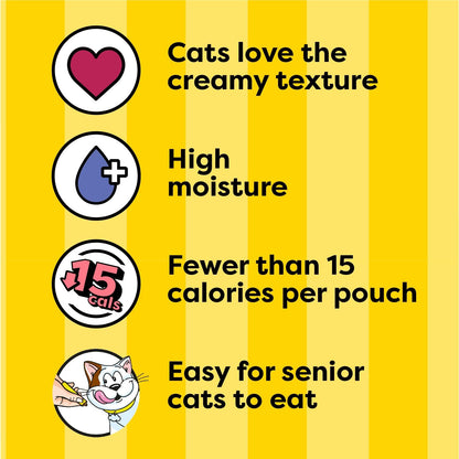 Temptations Creamy Puree Squeezable Lickable Wet Cat Treat Variety Pack, 0.42 oz. Tubes, Pack of 16