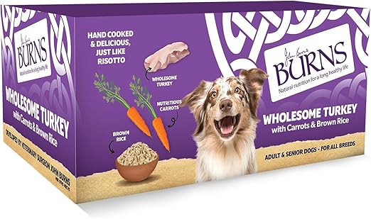 Burns Pet Nutrition Natural Wet Dog Food For Adult and Senior Dogs – 12 x 150 g Variety Box (Turkey only)