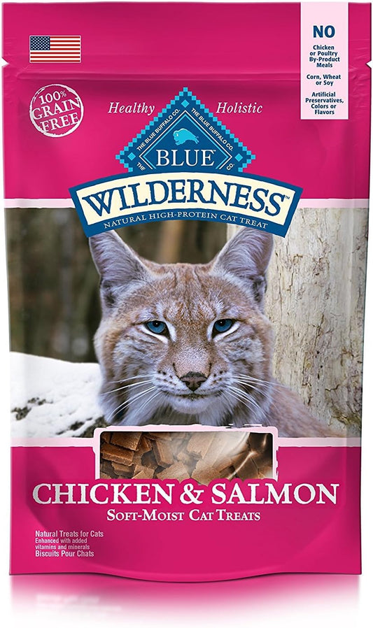 Blue Buffalo Wilderness Grain Free Soft-Moist Cat Treats, Chicken & Salmon 2-oz Bag