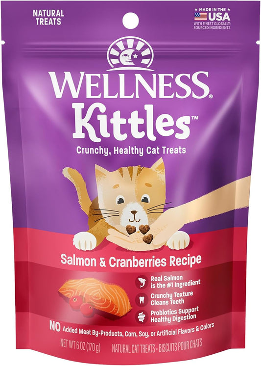 Wellness Kittles Natural Grain Free Cat Treats, Salmon & Cranberries, 6-Ounce Bag