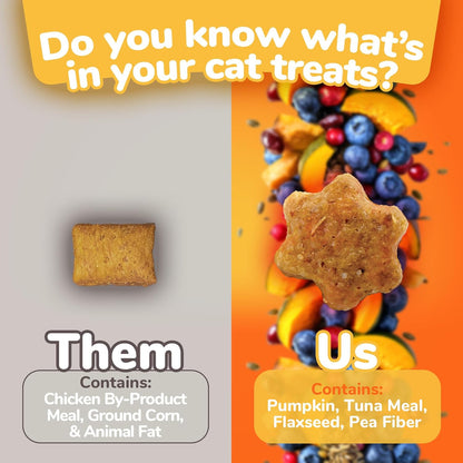 Fruitables Crunchy Treats For Cats – Healthy Low Calorie Treats Packed with Protein – Free of Wheat, Corn and Soy – Made with Real Tuna with Pumpkin – 2.5 Ounces