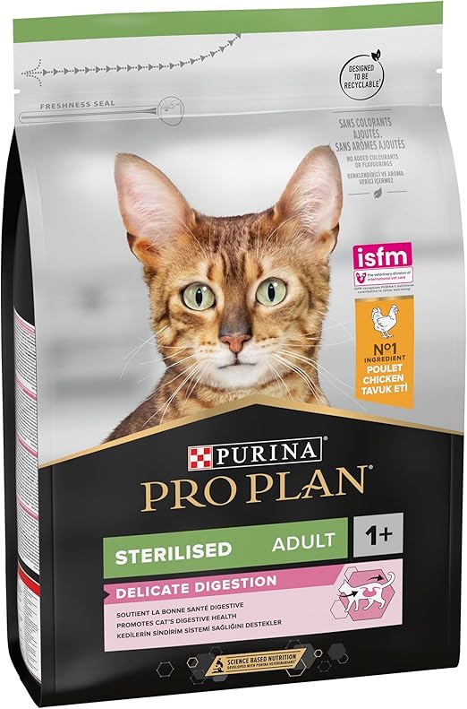 PRO PLAN Sensitive Digestion Sterilised Adult Dry Cat Food Chicken 3kg, For Neutered Cats