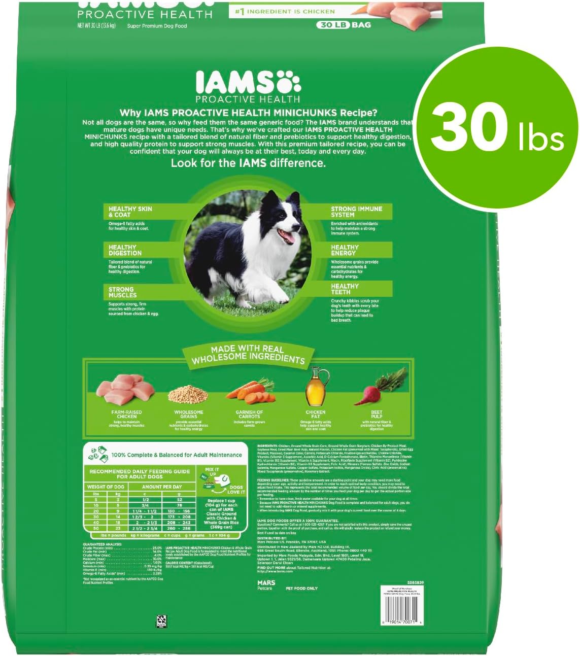 IAMS Proactive Health Minichunks Adult Dry Dog Food with Real Chicken, 30 lb. Bag