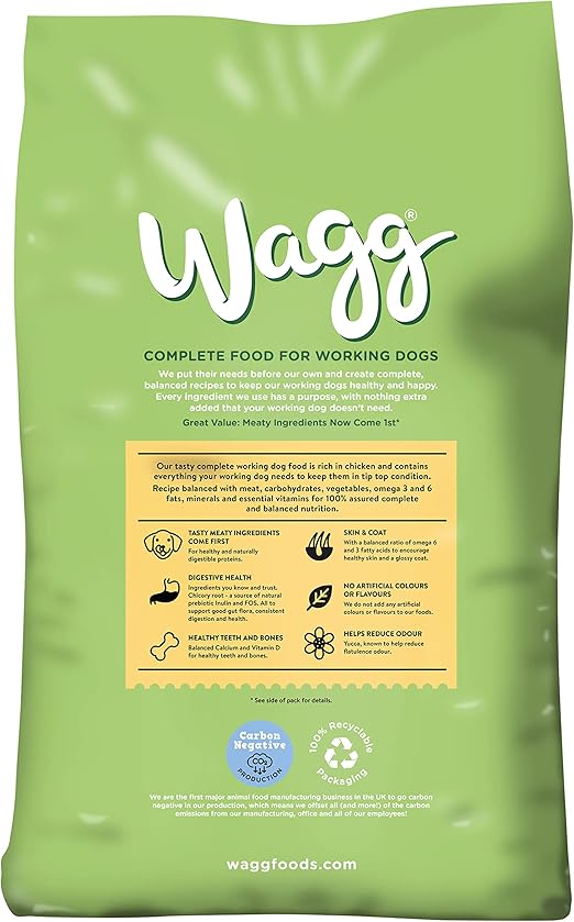 Wagg Active Goodness Complete Dry Adult Dog Food Chicken & Veg 12kg - For All Active Working Dog Breeds