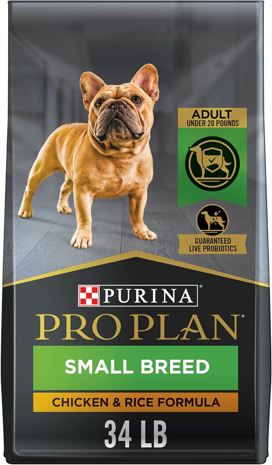 Purina Pro Plan Small Breed Dog Food With Probiotics for Dogs, Shredded Blend Chicken & Rice Formula - 34 lb. Bag