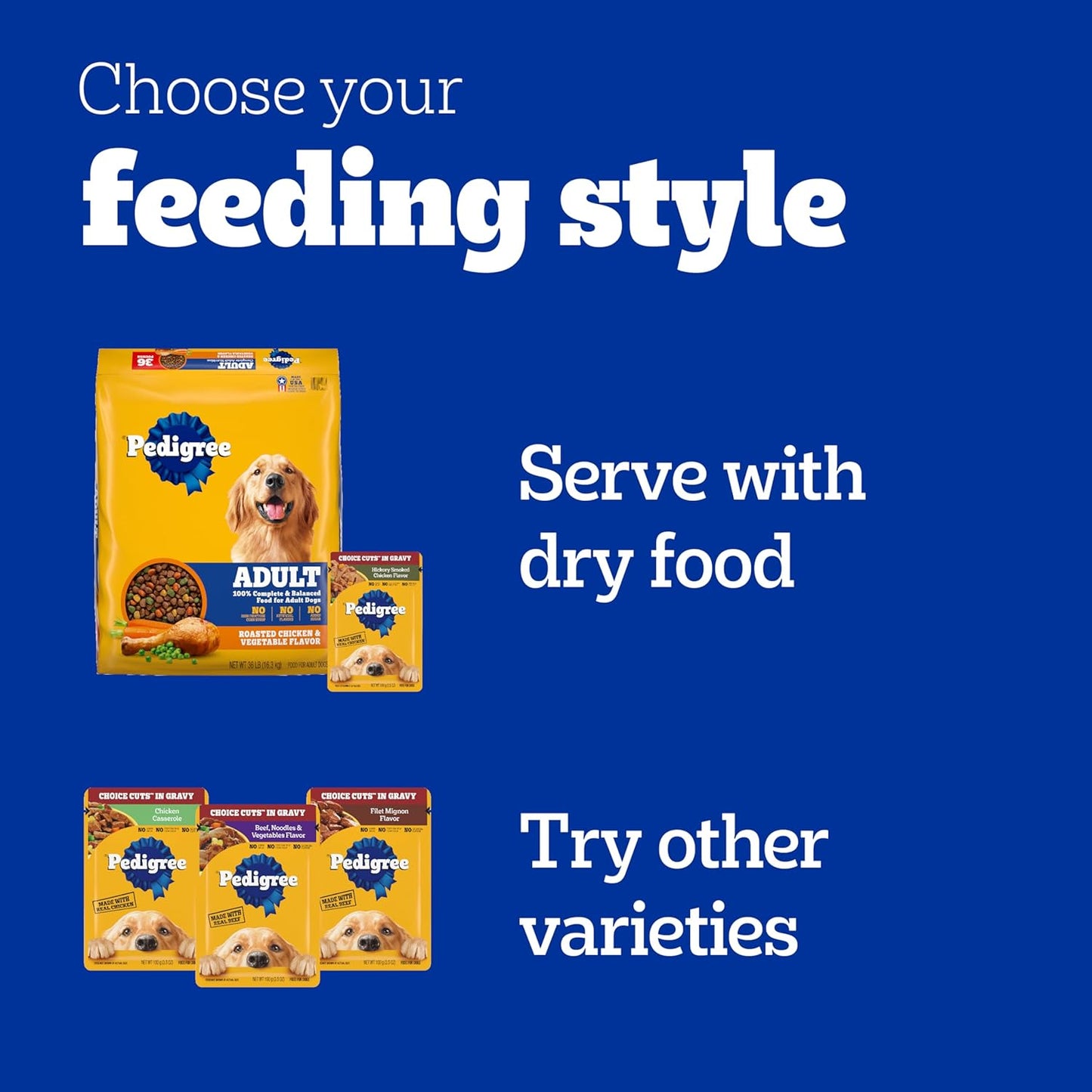 PEDIGREE CHOICE CUTS in Gravy Adult Soft Wet Meaty Dog Food Variety Pack, (18) 3.5 oz. Pouches