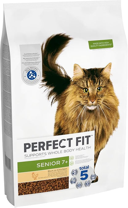 Perfect Fit Senior 7+ Complete Dry Cat Food for Senior Cats Aged 7+ Years, Rich in Chicken, 1 Bag (7 kg)