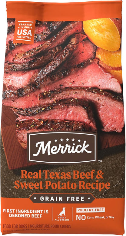 Merrick Premium Grain Free Dry Adult Dog Food, Wholesome And Natural Kibble, Real Texas Beef And Sweet Potato - 22.0 lb. Bag