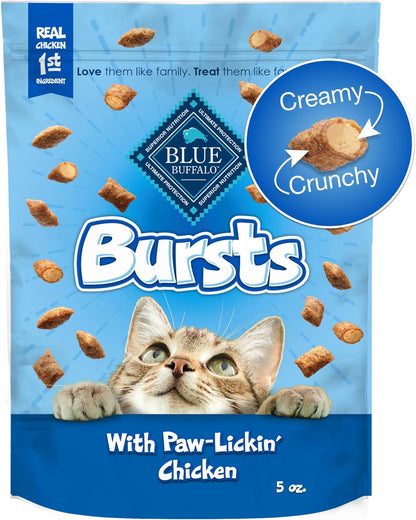 Blue Buffalo Bursts Crunchy & Creamy Cat Treats, Great for Training, Paw-Lickin' Chicken, 5-oz. Bag