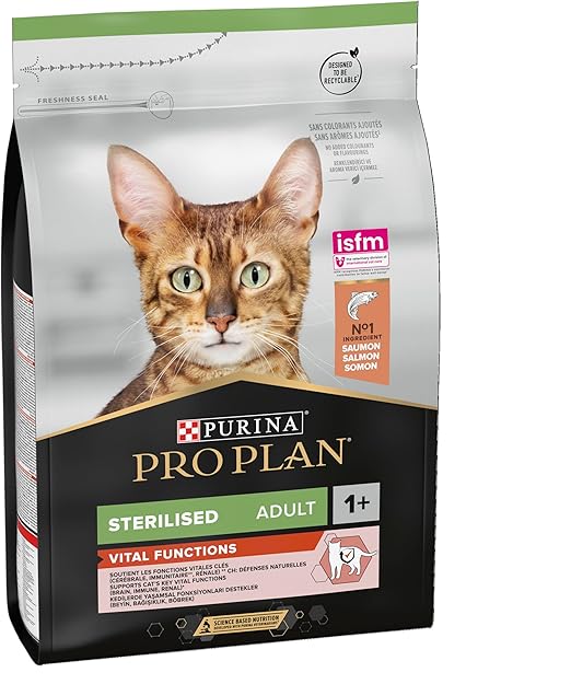 PRO PLAN® Adult 1+ STERILISED VITAL FUNCTIONS Rich in Salmon Dry Cat Food 3kg, For Neutered Cats