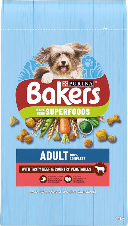 Bakers Adult Dog Beef & Veg Dry Food 14kg