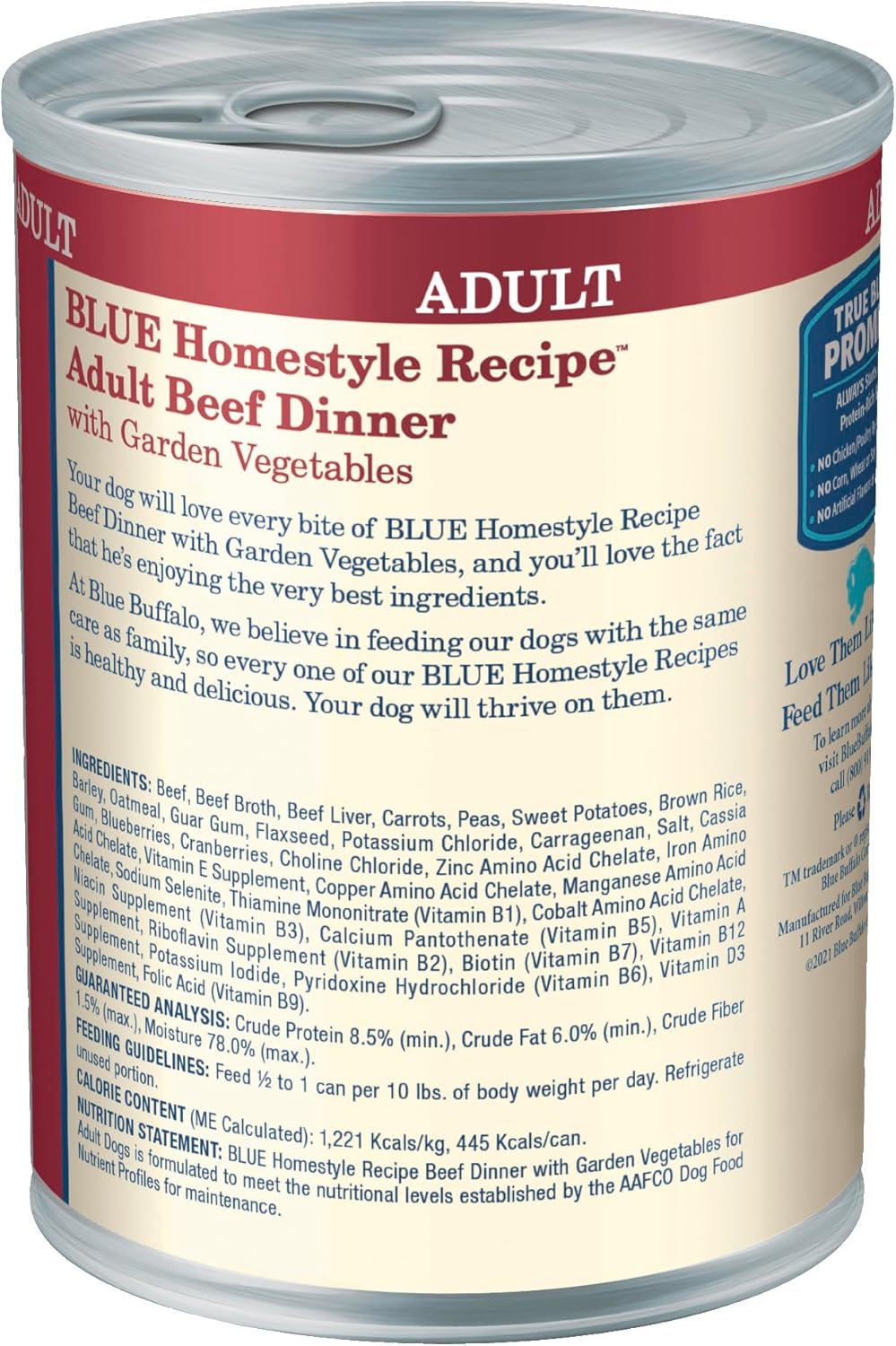 Blue Buffalo Homestyle Recipe Adult Wet Dog Food, Made with Natural Ingredients, Beef Dinner With Garden Vegetables, 12.5-oz. Cans (Pack of 12)