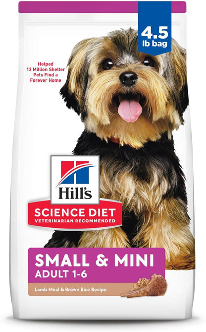 Hill's Science Diet Small & Mini, Adult 1-6, Small & Mini Breeds Premium Nutrition, Dry Dog Food, Lamb & Brown Rice, 4.5 lb Bag