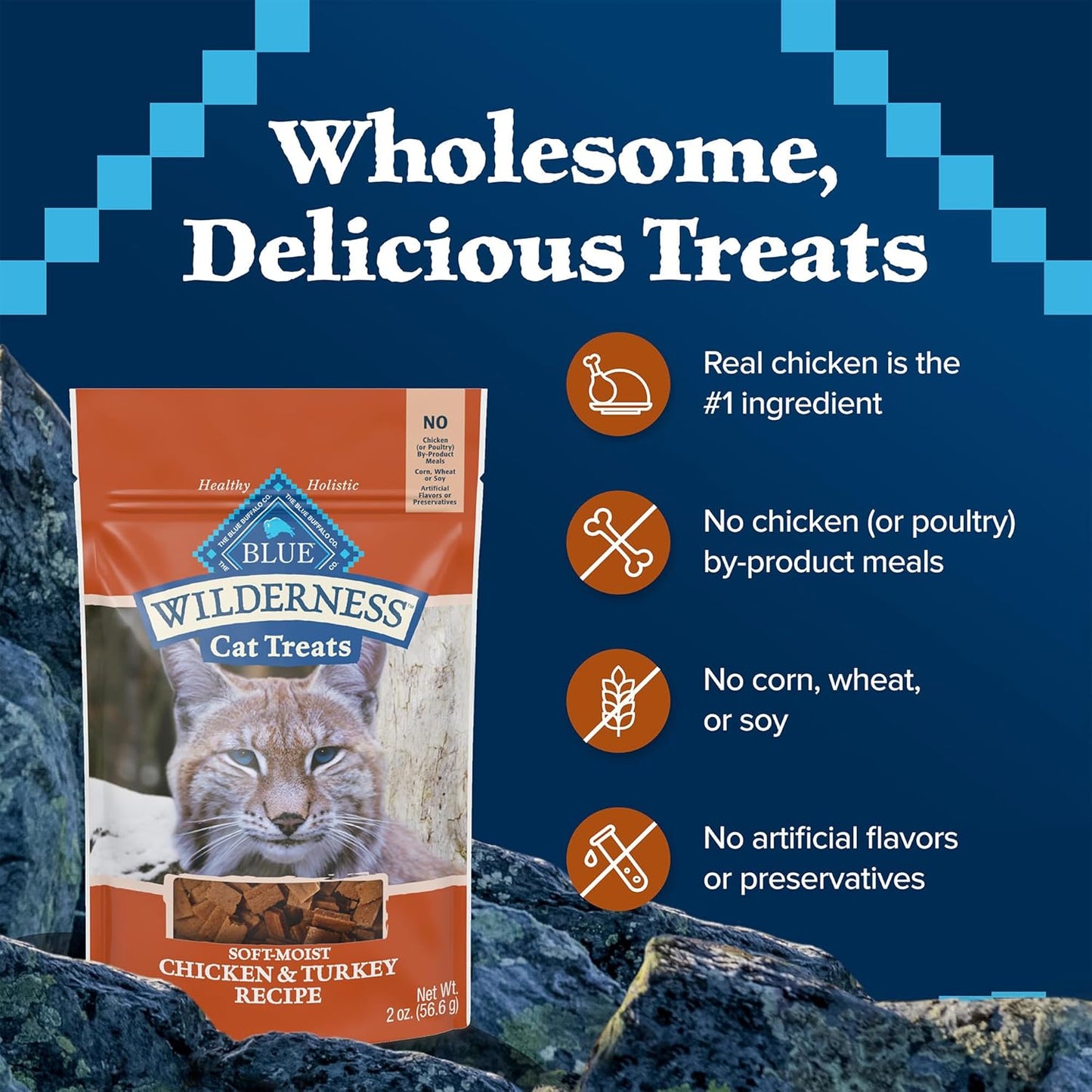 Blue Buffalo Wilderness Soft Cat Treats, Grain-Free and Protein-Rich, Great for Training, Chicken & Turkey Recipe, 2-oz. Bag