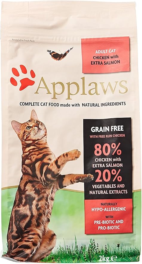 Applaws Complete and Grain Free Dry Adult Cat Food, Chicken with Salmon, 2kg (Pack of 1)