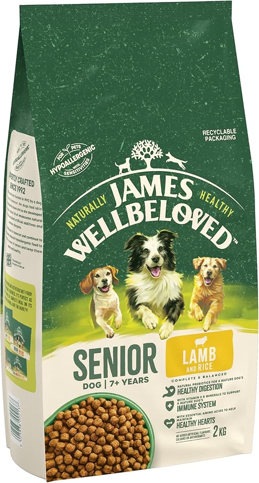 James Wellbeloved Senior Lamb & Rice 2 kg Bag, Hypoallergenic Dry Dog Food