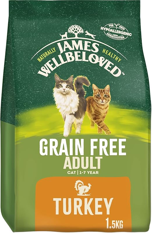 James Wellbeloved Adult Grain-Free Turkey 1.5 kg Bag, Hypoallergenic Dry Cat Food