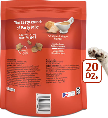 Purina Friskies Cat Treats, Party Mix Gravy-licious Crunch Chicken and Gravy Flavors - 20 oz. Pouch