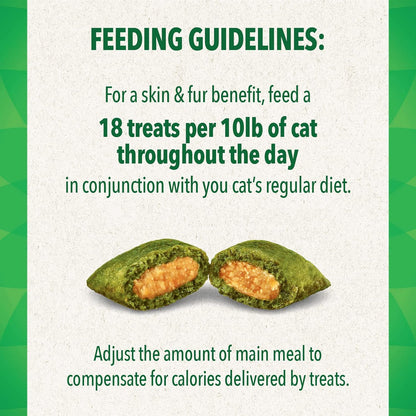 FELINE GREENIES SMARTBITES Skin & Fur Health Crunchy and Soft Textured Adult Natural Cat Treats, Chicken Flavor, 16 oz. Tub