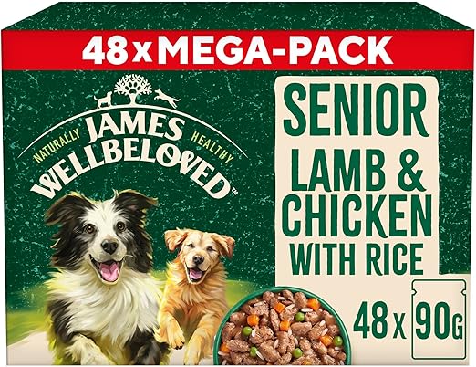 James Wellbeloved Senior Dog Food with Turkey Lamb and Chicken in Gravy Pouch 48 x 90 g