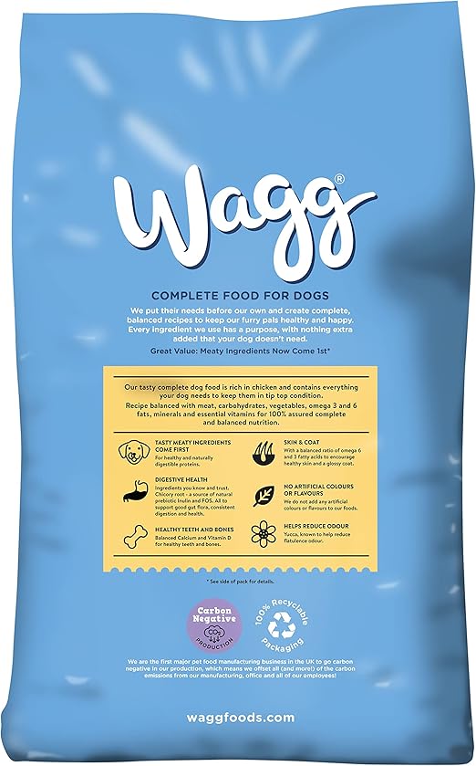 Wagg Meaty Goodness Complete Dry Adult Dog Food Chicken Dinner 12kg - Meaty Ingredients Come 1st