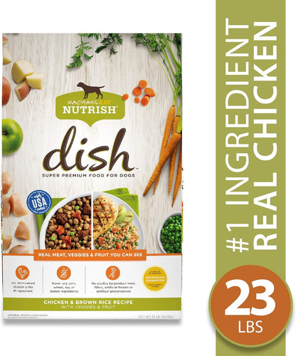 Nutrish Rachael Ray Dish Premium Natural Dry Dog Food with Added Vitamins, Minerals & Taurine, Chicken & Brown Rice Recipe with Veggies & Fruit, 23 Pound Bag