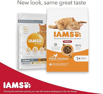 IAMS Indoor Complete Dry Cat Food for Adult and Senior Cats with Chicken 3 kg