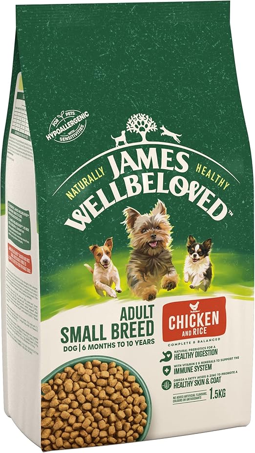 James Wellbeloved Adult Small Breed Chicken and Rice 1.5 kg Bag, Hypoallergenic Dry Dog Food